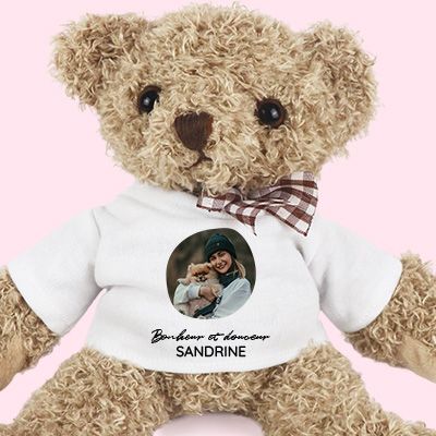 Ourson en peluche personnalisable - Photo et message