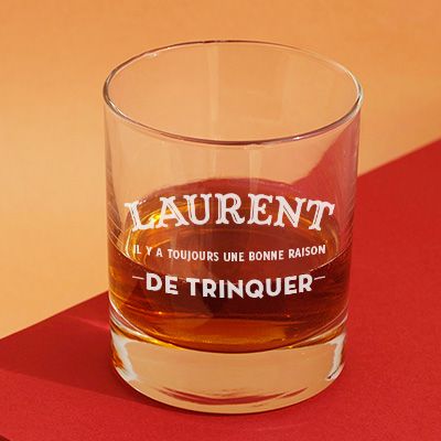 Verre à whisky personnalisé prénom - Bonne raison de trinquer
