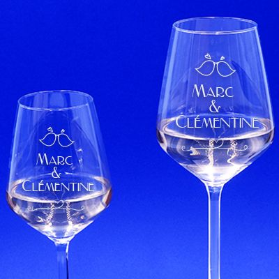 Duo de verres à vin personnalisables - Nid d'amour