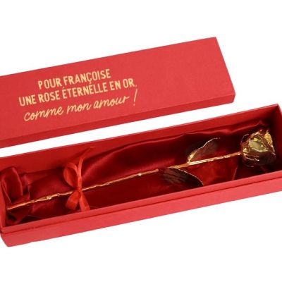 Rose en or et son écrin personnalisé pour une Françoise
