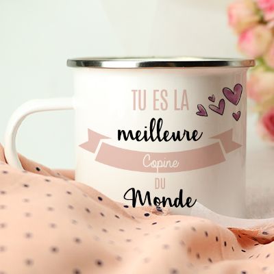 Mug émaillé personnalisé femme - Meilleure du monde