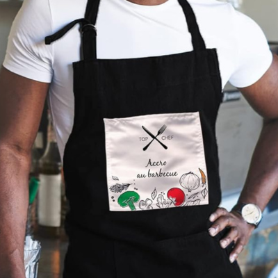 Tablier noir - Accro au barbecue