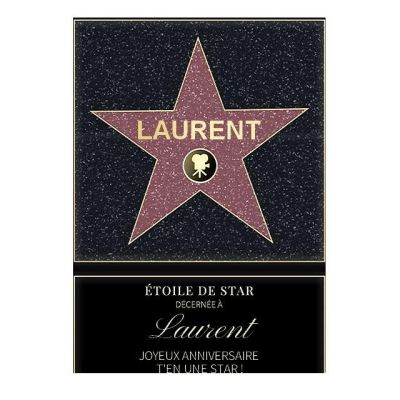 Affiche etoile de star personnalisée pour un Laurent