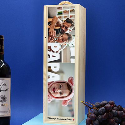 Bouteille et caisse à vin personnalisée - Multi-photos
