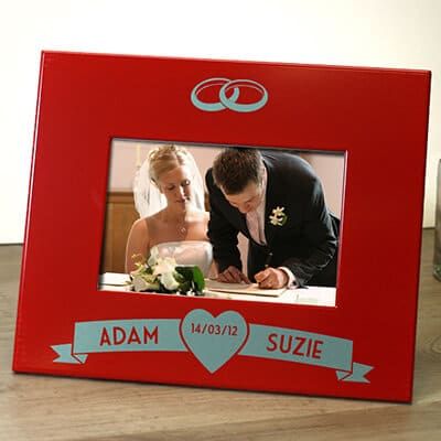 Cadre métal rouge gravé Mariage