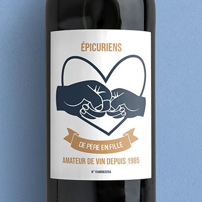 Bouteille de vin de Bordeaux personnalisée - De Père en Fils / Fille