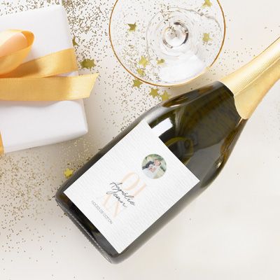 Bouteille de champagne personnalisée anniversaire de mariage - Noces de Coton
