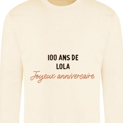 Sweat message personnalisable femme 100 ans