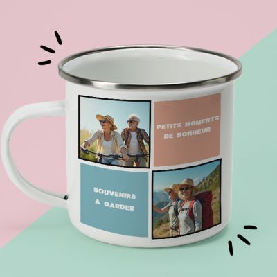 Mug émaillé personnalisé - Photos souvenirs