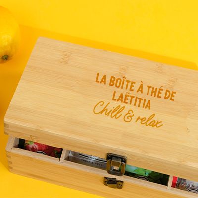 Boîte à thé gravée - Message