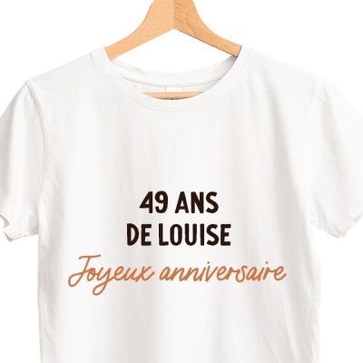 T-shirt blanc avec message femme 49 ans