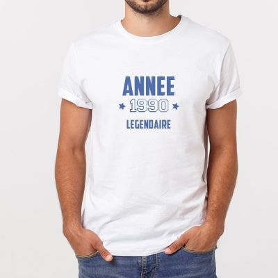 t-shirt blanc homme année vintage homme né en 1990