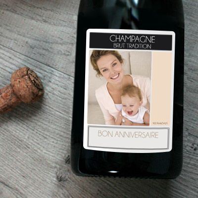 Bouteille de champagne personnalisée photo - Collage