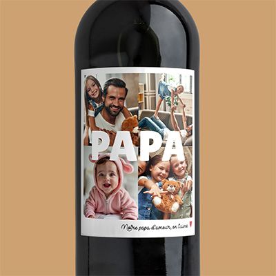 Bouteille de vin rouge personnalisée - Multi-photos