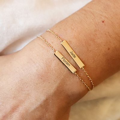 Bracelet personnalisé double plaques - plaqué or 18 carats