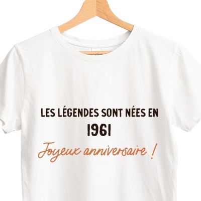 T-shirt blanc femme message générique femme née en 1961