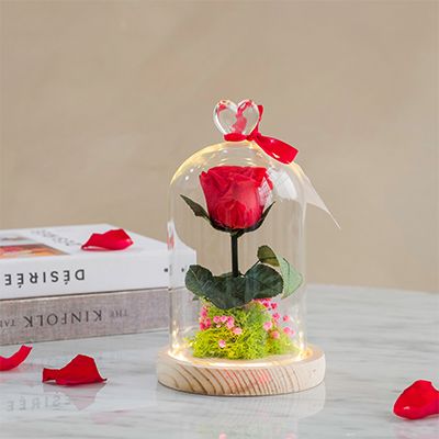 Cadeau Pour Elle or feux Découpé rose préservée Rose Personnalisé Anniversaire G 