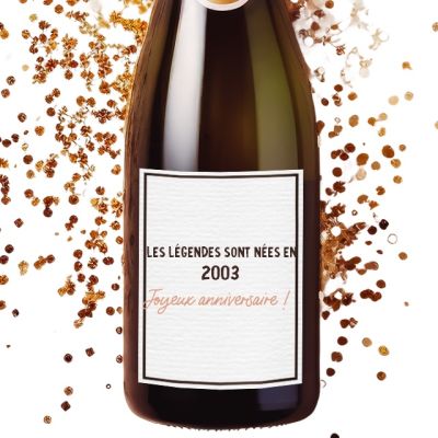 Bouteille de champagne message générique femme née en 2003