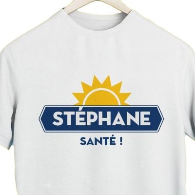 T-shirt blanc homme personnalisé pour un Stéphane