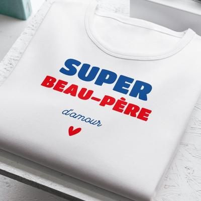 T-shirt homme personnalisé Super Beau-Père avec prénom ou message