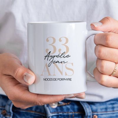 Mug personnalisé anniversaire de mariage - Noces de Porphyre