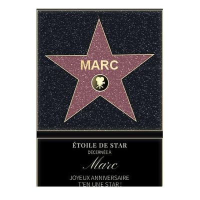 Affiche etoile de star personnalisée pour un Marc