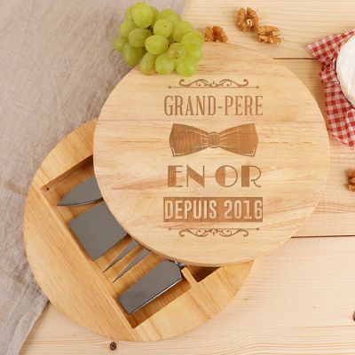 Set à fromage personnalisé en bois - Meilleur Grand-Père