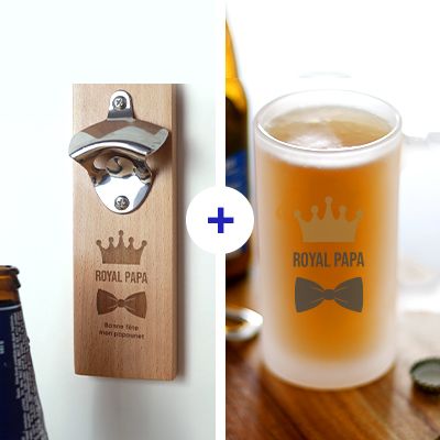 Coffret bière - Chope de bière et décapsuleur personnalisés