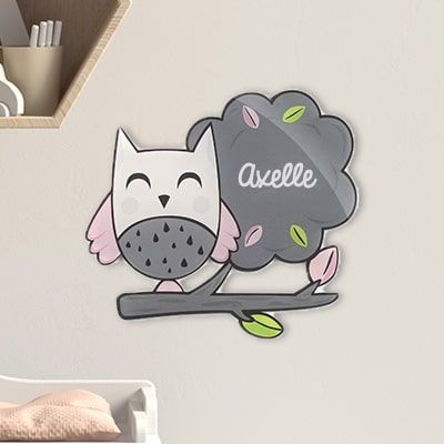 Plaque décorative Personnalisable - Chouette