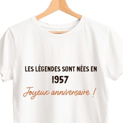 T-shirt blanc femme message générique femme née en 1957