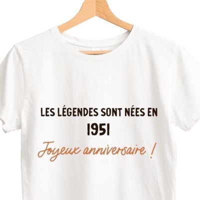 T-shirt blanc femme message générique année 1951