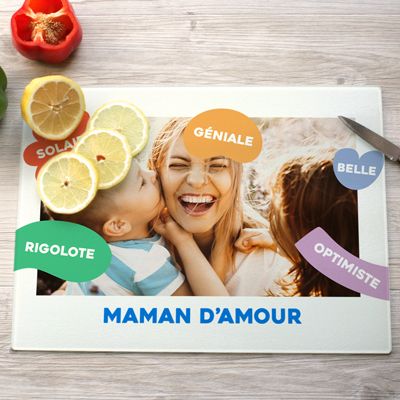 Planche à découper en verre personnalisée - Eclats de Couleurs