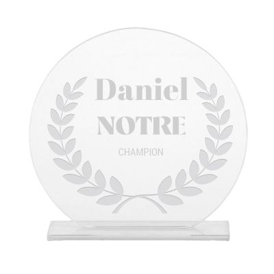 Trophée en verre personnalisé pour un Daniel