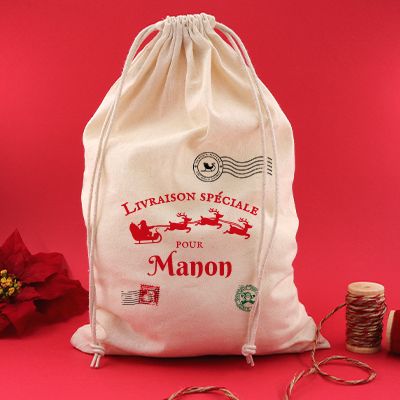 Hotte de Noël personnalisée - Moyen 45 x 30 cm