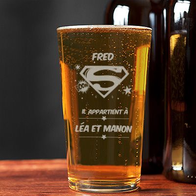 Verre à bière personnalisé pinte - Super Papa