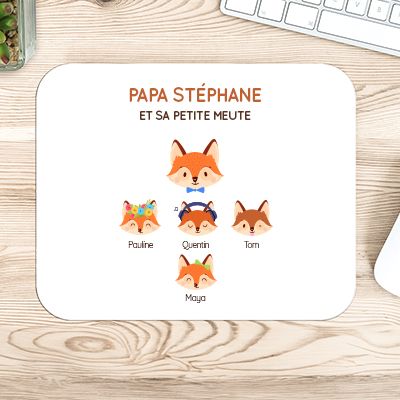 Tapis de souris personnalisé - Papa Renard et sa meute