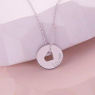 Collier personnalisé Jeton coeur en Argent véritable