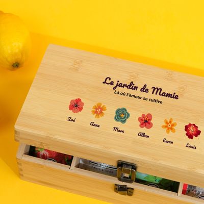 Boîte à thé personnalisée - Famille fleurs