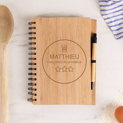 Cahier en bois personnalisé - Chef étoilé