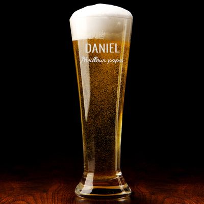 Verre à bière personnalisé flûte - Prénom et message