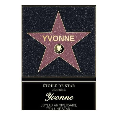 Affiche etoile de star personnalisée pour une Yvonne