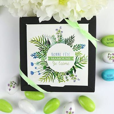 Coffret de dragées cœur caramel Personnalisable - Collection Fleurie
