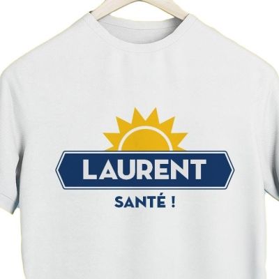 T-shirt blanc homme personnalisé pour un Laurent