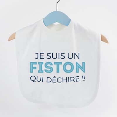 Bavoir bébé personnalisable - Collection 'Je déchire' - Modèle Bleu