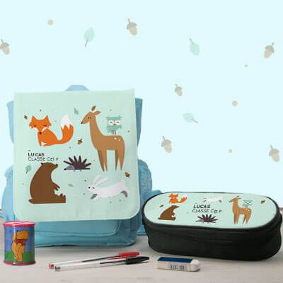 Sac à dos enfant et sa trousse Les amis de la forêt