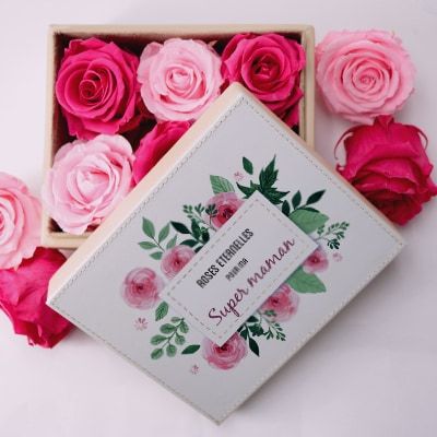 Boîte à bijoux personnalisable et ses 6 Roses Éternelles