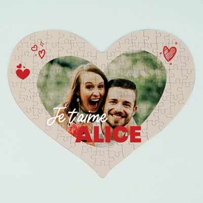 Puzzle coeur personnalisé - Photo et message