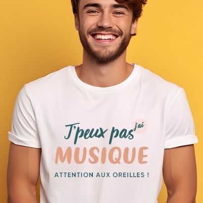 T-shirt homme Col V J'peux pas J'ai Musique - Cadeau D'amour