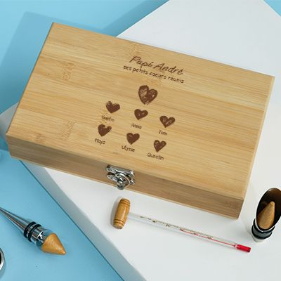 Coffret sommelier personnalisé - 5 accessoires - Papi et ses petits coeurs