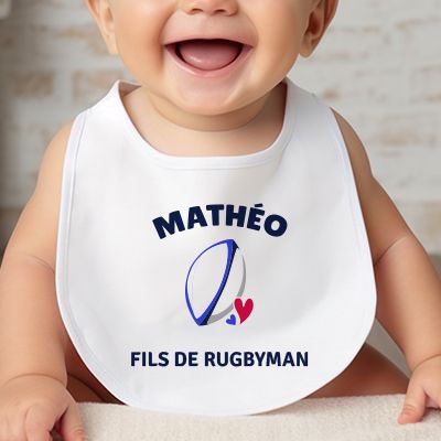 Bavoir bébé personnalisé - Rugby